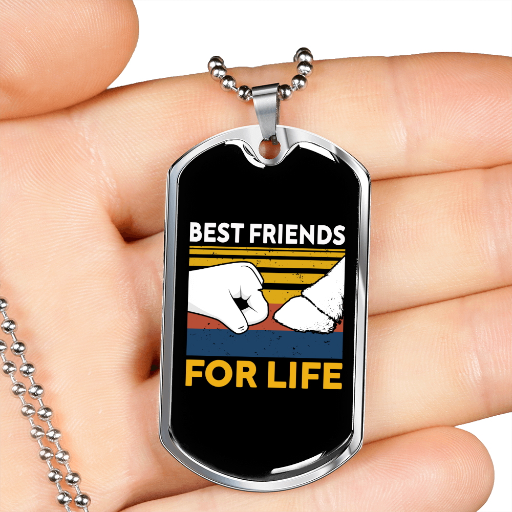 Best Friends For Life Horse Necklace Stainless Steel or 18k Gold Dog Tag 24" Chain-Express Your Love Gifts