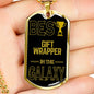 Best Gift Wrapper In The Galaxy Necklace Stainless Steel or 18k Gold Dog Tag w 24"-Express Your Love Gifts