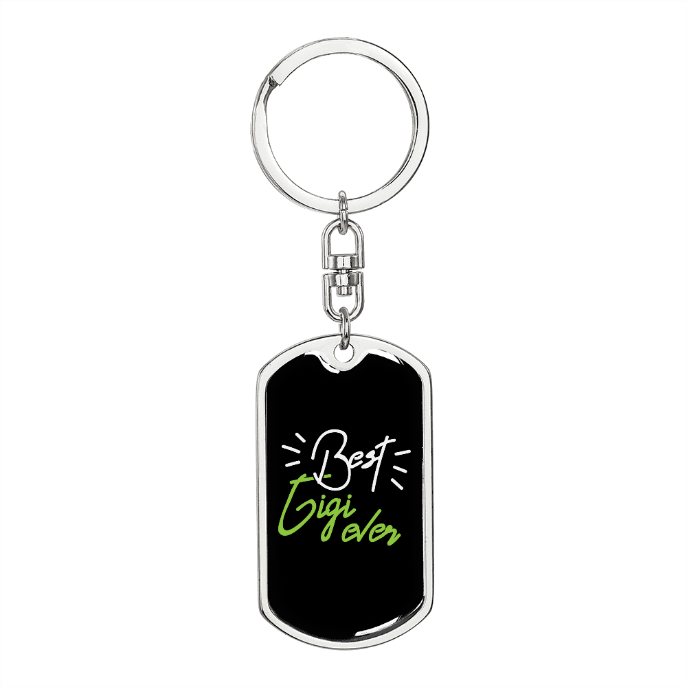 Best Gigi Ever Green Mom Keychain Stainless Steel or 18k Gold Dog Tag Keyring-Express Your Love Gifts