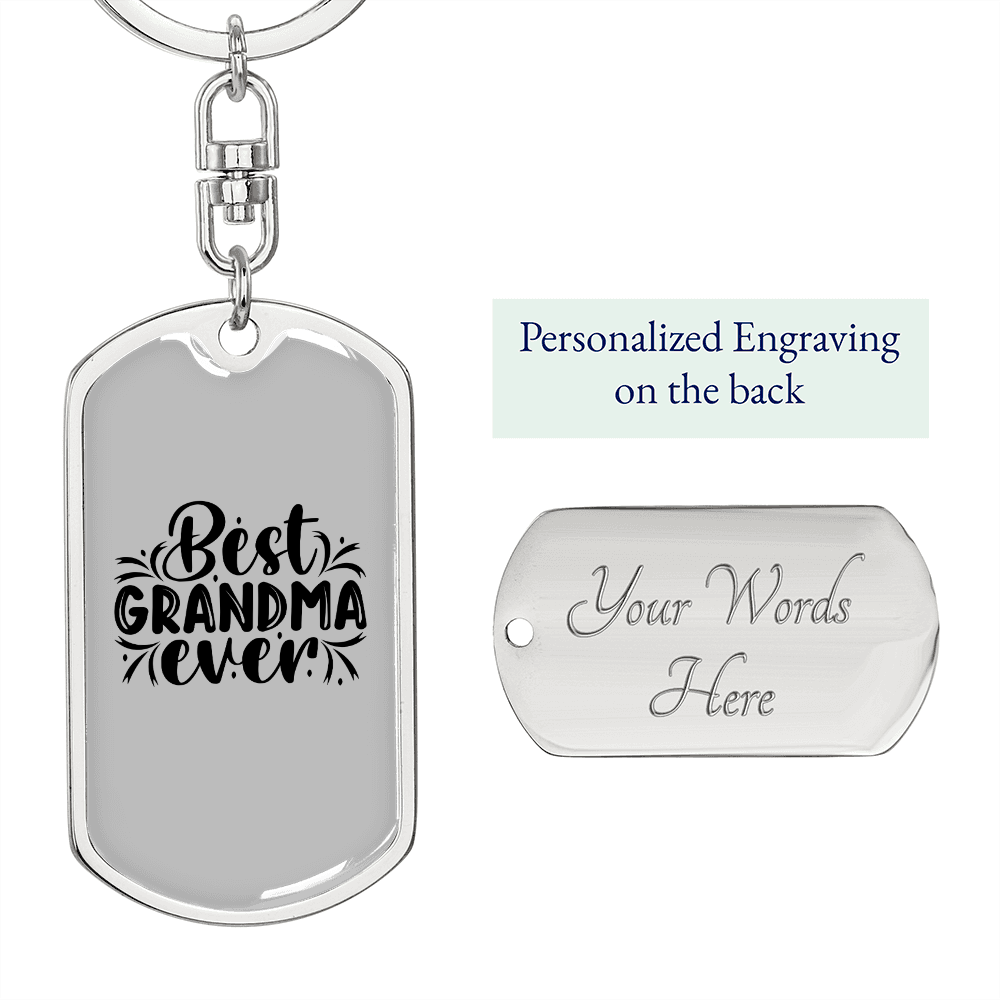 Best Grandma Ever Mom Keychain Stainless Steel or 18k Gold Dog Tag Keyring-Express Your Love Gifts