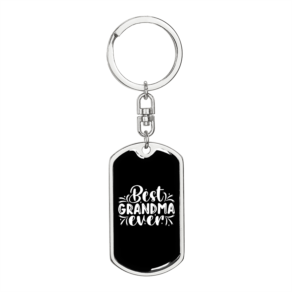 Best Grandma Ever White Mom Keychain Stainless Steel or 18k Gold Dog Tag Keyring-Express Your Love Gifts