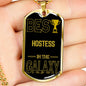 Best Hostess In The Galaxy Necklace Stainless Steel or 18k Gold Dog Tag w 24"-Express Your Love Gifts
