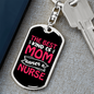 Best Kind of Mom Nurse Red Keychain Stainless Steel or 18k Gold Dog Tag Keyring-Express Your Love Gifts