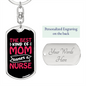 Best Kind of Mom Nurse Red Keychain Stainless Steel or 18k Gold Dog Tag Keyring-Express Your Love Gifts