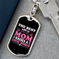 Best Kind of Mom Social Worker Pink Keychain Stainless Steel or 18k Gold Dog Tag Keyring-Express Your Love Gifts