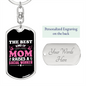 Best Kind of Mom Social Worker Pink Keychain Stainless Steel or 18k Gold Dog Tag Keyring-Express Your Love Gifts