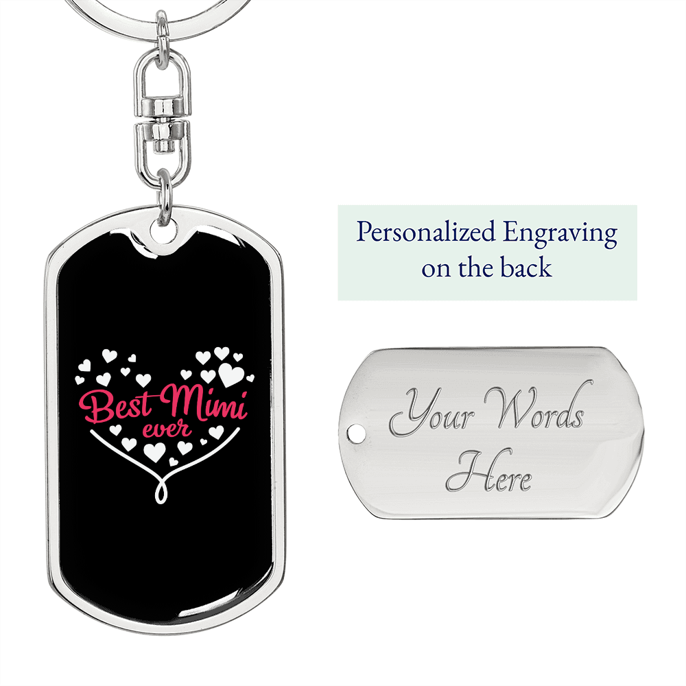 Best Mimi Mom Keychain Stainless Steel or 18k Gold Dog Tag Keyring-Express Your Love Gifts