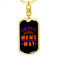 Best Mom Born in May Keychain Stainless Steel or 18k Gold Dog Tag Keyring-Express Your Love Gifts