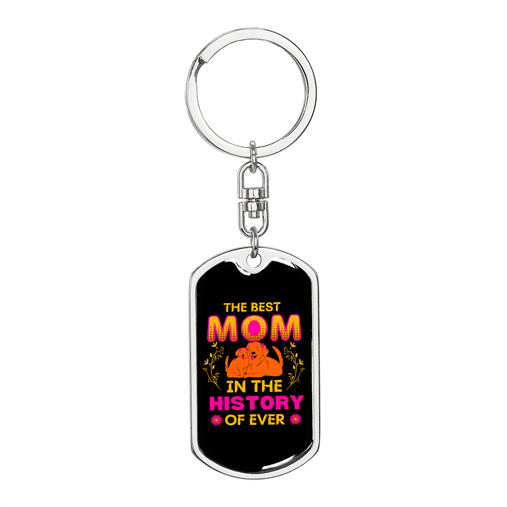 best mom dog Keychain Stainless Steel or 18k Gold Dog Tag Keyring-Express Your Love Gifts
