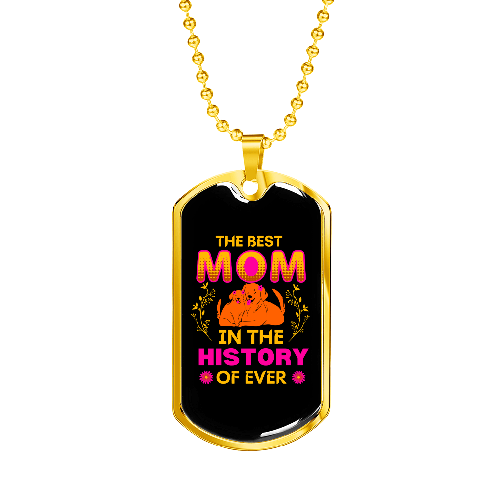 Best Mom Dog Necklace Stainless Steel or 18k Gold Dog Tag 24" Chain-Express Your Love Gifts