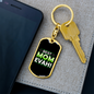 Best Mom Evah! Green Keychain Stainless Steel or 18k Gold Dog Tag Keyring-Express Your Love Gifts