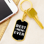Best Mom Ever Black & White Keychain Stainless Steel or 18k Gold Dog Tag Keyring-Express Your Love Gifts