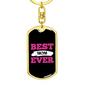 Best Mom Ever Black Pink White Keychain Stainless Steel or 18k Gold Dog Tag Keyring-Express Your Love Gifts