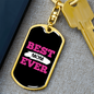 Best Mom Ever Black Pink White Keychain Stainless Steel or 18k Gold Dog Tag Keyring-Express Your Love Gifts