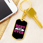 Best Mom Ever Black Pink White Keychain Stainless Steel or 18k Gold Dog Tag Keyring-Express Your Love Gifts