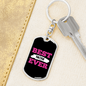 Best Mom Ever Black Pink White Keychain Stainless Steel or 18k Gold Dog Tag Keyring-Express Your Love Gifts