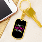 Best Mom Ever Green Pink Keychain Stainless Steel or 18k Gold Dog Tag Keyring-Express Your Love Gifts