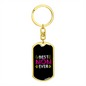 Best Mom Ever Green Pink Keychain Stainless Steel or 18k Gold Dog Tag Keyring-Express Your Love Gifts