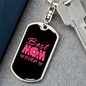 Best Mom Ever Pink Flower Keychain Stainless Steel or 18k Gold Dog Tag Keyring-Express Your Love Gifts