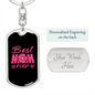 Best Mom Ever Pink Flower Keychain Stainless Steel or 18k Gold Dog Tag Keyring-Express Your Love Gifts