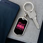 Best Mom Ever Pink Flower Keychain Stainless Steel or 18k Gold Dog Tag Keyring-Express Your Love Gifts