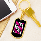Best Mom Ever White & Pink Keychain Stainless Steel or 18k Gold Dog Tag Keyring-Express Your Love Gifts