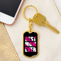 Best Mom Ever White & Pink Keychain Stainless Steel or 18k Gold Dog Tag Keyring-Express Your Love Gifts