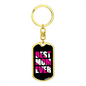 Best Mom Ever White & Pink Keychain Stainless Steel or 18k Gold Dog Tag Keyring-Express Your Love Gifts