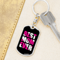 Best Mom Ever White & Pink Keychain Stainless Steel or 18k Gold Dog Tag Keyring-Express Your Love Gifts