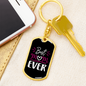 Best Mom Ever White Heart Keychain Stainless Steel or 18k Gold Dog Tag Keyring-Express Your Love Gifts