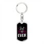 Best Mom Ever White Heart Keychain Stainless Steel or 18k Gold Dog Tag Keyring-Express Your Love Gifts