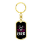 Best Mom Ever White Heart Keychain Stainless Steel or 18k Gold Dog Tag Keyring-Express Your Love Gifts