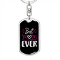 Best Mom Ever White Heart Keychain Stainless Steel or 18k Gold Dog Tag Keyring-Express Your Love Gifts