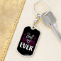 Best Mom Ever White Heart Keychain Stainless Steel or 18k Gold Dog Tag Keyring-Express Your Love Gifts
