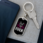 Best Mom Ever White Heart Keychain Stainless Steel or 18k Gold Dog Tag Keyring-Express Your Love Gifts