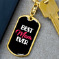 Best Mom Ever White Red Keychain Stainless Steel or 18k Gold Dog Tag Keyring-Express Your Love Gifts