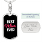 Best Mom Ever White Red Keychain Stainless Steel or 18k Gold Dog Tag Keyring-Express Your Love Gifts