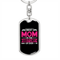 Best Mom in History Pink Keychain Stainless Steel or 18k Gold Dog Tag Keyring-Express Your Love Gifts