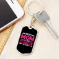 Best Mom in History Pink Keychain Stainless Steel or 18k Gold Dog Tag Keyring-Express Your Love Gifts