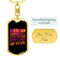 Best Mom in The History Purple Keychain Stainless Steel or 18k Gold Dog Tag Keyring-Express Your Love Gifts