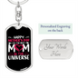 Best Mom in The Universe Keychain Stainless Steel or 18k Gold Dog Tag Keyring-Express Your Love Gifts