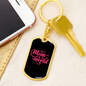 Best Mom in The World Black Pink Keychain Stainless Steel or 18k Gold Dog Tag Keyring-Express Your Love Gifts