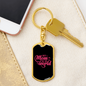 Best Mom in The World Black Pink Keychain Stainless Steel or 18k Gold Dog Tag Keyring-Express Your Love Gifts