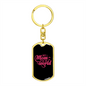 Best Mom in The World Black Pink Keychain Stainless Steel or 18k Gold Dog Tag Keyring-Express Your Love Gifts