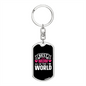 Best Mom in the World Keychain Stainless Steel or 18k Gold Dog Tag Keyring-Express Your Love Gifts