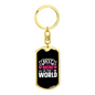 Best Mom in the World Keychain Stainless Steel or 18k Gold Dog Tag Keyring-Express Your Love Gifts
