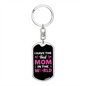 Best Mom in The World Pink White Keychain Stainless Steel or 18k Gold Dog Tag Keyring-Express Your Love Gifts