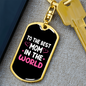 Best Mom in The World White Black Keychain Stainless Steel or 18k Gold Dog Tag Keyring-Express Your Love Gifts