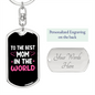 Best Mom in The World White Black Keychain Stainless Steel or 18k Gold Dog Tag Keyring-Express Your Love Gifts