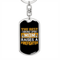 Best Mom Of Firefighter Keychain Stainless Steel or 18k Gold Dog Tag Keyring-Express Your Love Gifts
